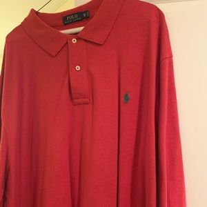 Red Long Sleeved Polo- 3XB